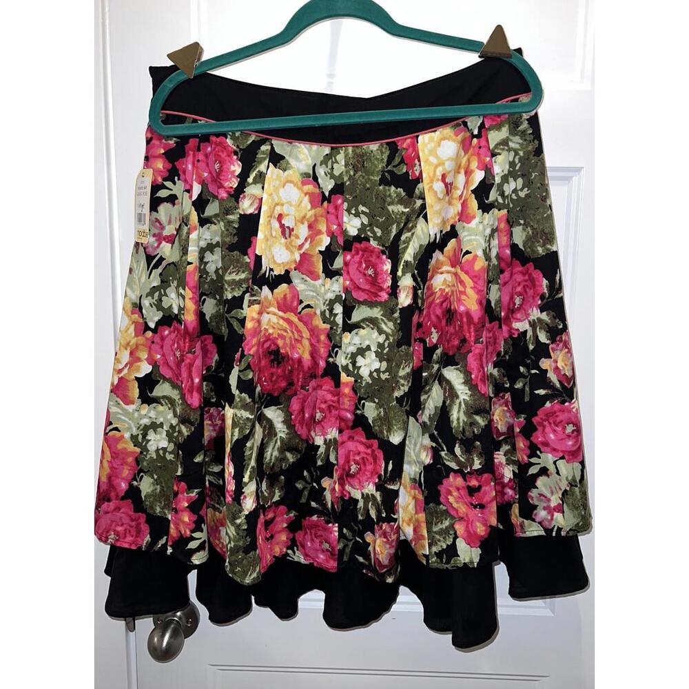 Modbe XL Skirt - Beautiful Rose Pattern A-Line Midi Skirt Downeast NWT - Picture 2 of 6
